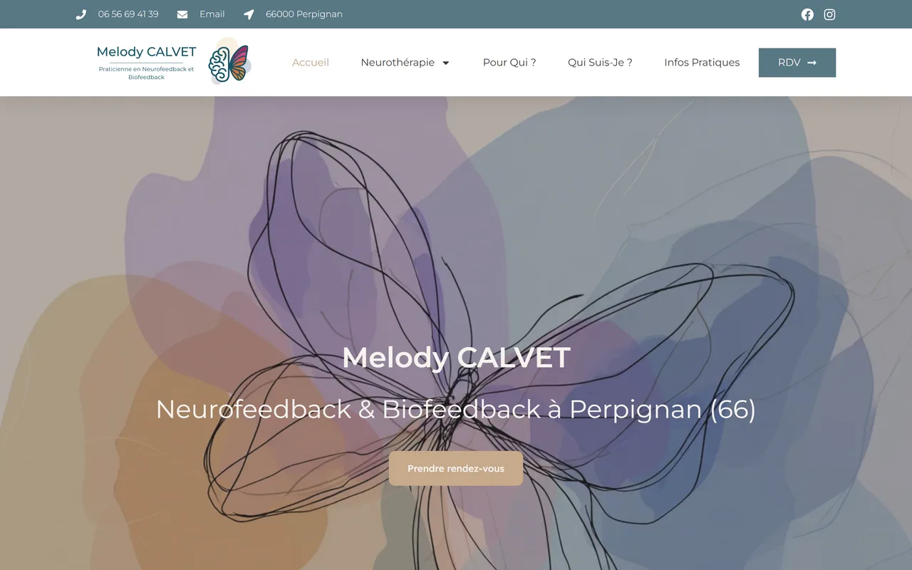 Page d’accueil du site de Melody Calvet